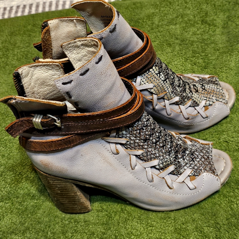 Freebird Open-Toe Leather Ankle Boots